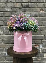 Цветочная композиция из Гипсофила и Розы в шляпной коробке #REPLACE_PRED# Сарс