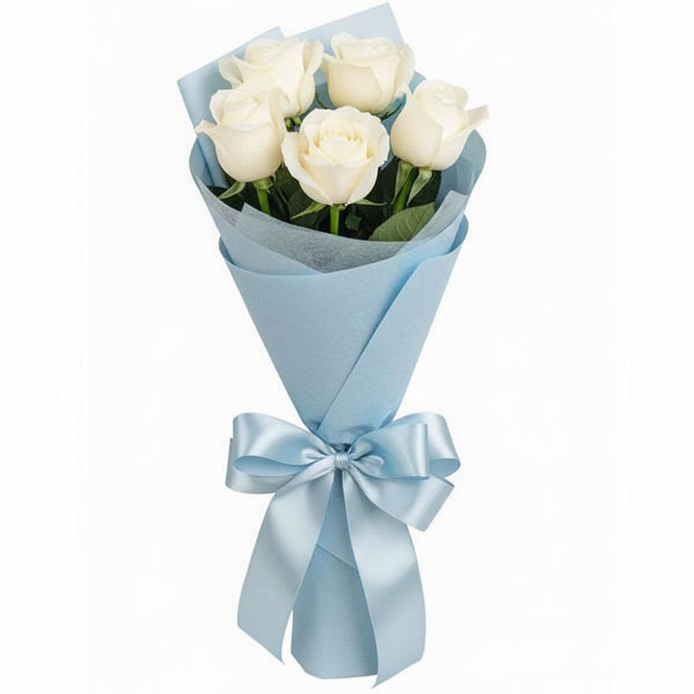 Букет 5 Белых роз Проуд в Сарс