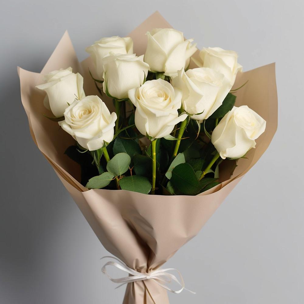 Букет 9 Белых роз Эдлесс Лав в Сарс