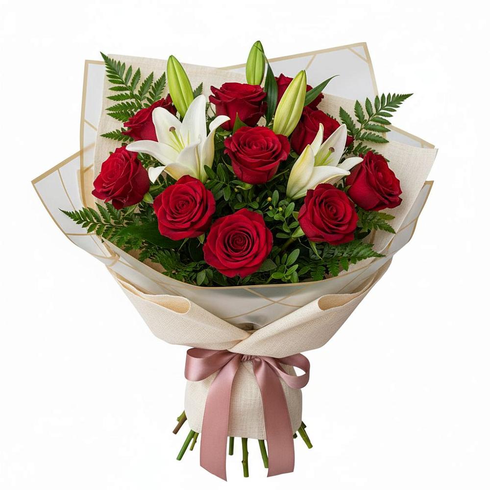 Букет цветов из: Лилии и Розы в Сарс