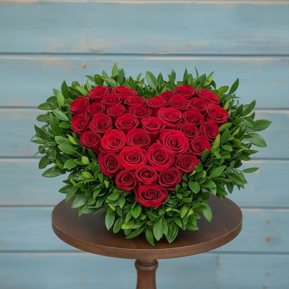 Цветочная композиция из Розы в виде сердца в Сарс