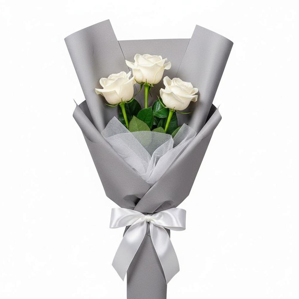 Букет 3 белые розы в Сарс