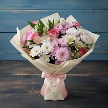 Букет цветов из:  Хризантемы, Альстромерии и Розы в Сарс