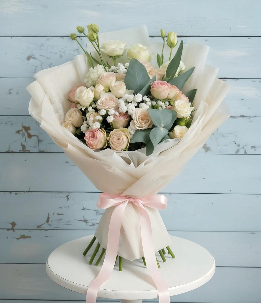 Букет цветов из: Розы и Лизиантусы в Сарс