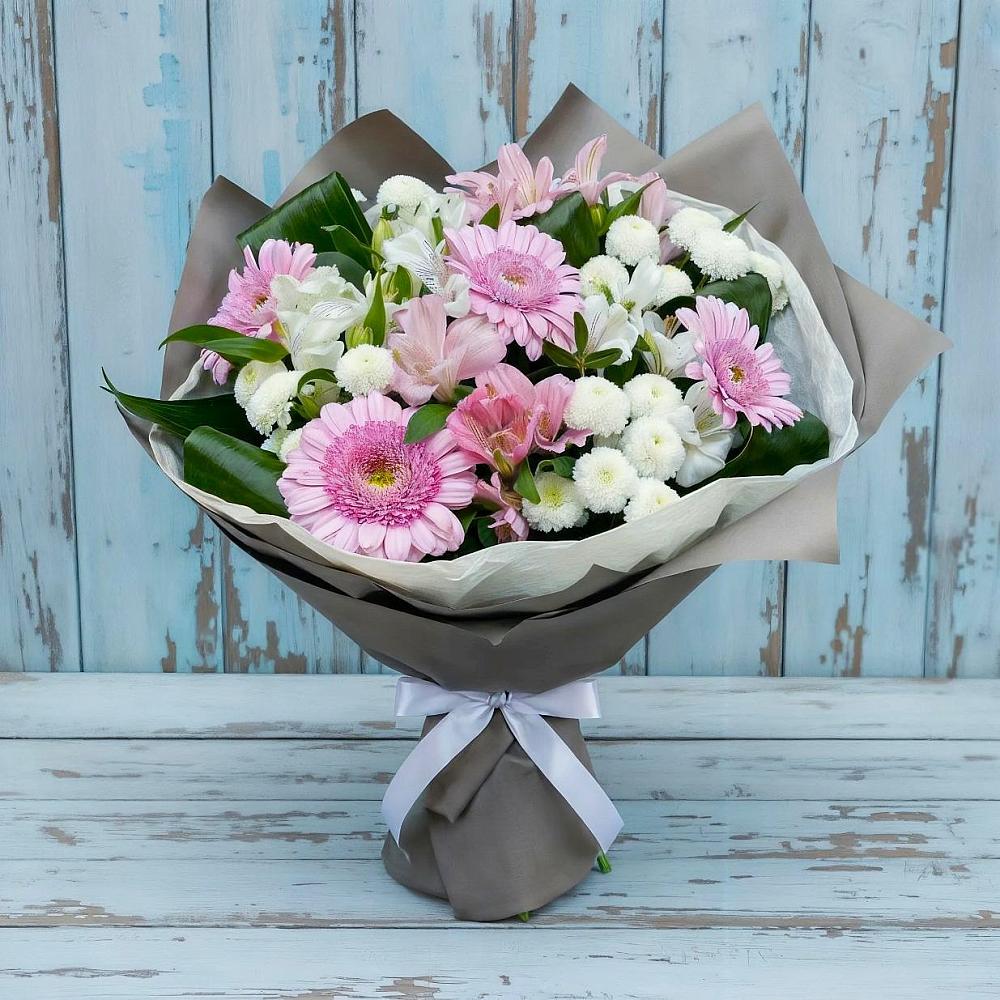 Букет цветов из: Герберы, Альстромерии и Хризантемы в Сарс